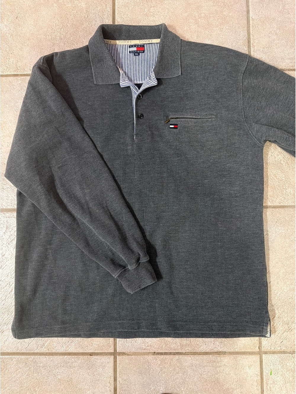 Vintage 90s Tommy Hilfiger Long-Sleeve Polo Shirt XXL